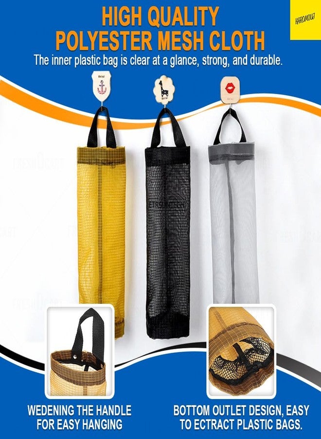 Karomouj KMA556 Transparent Garbage Bag Storage Bag Wearable Grocery Bag Holder Mesh Grocery Bag Holder with Widening Handle Bottom Outlet for Kitchen, Bedroom Home Store (Multicolor,Pack of 2) - Image 4